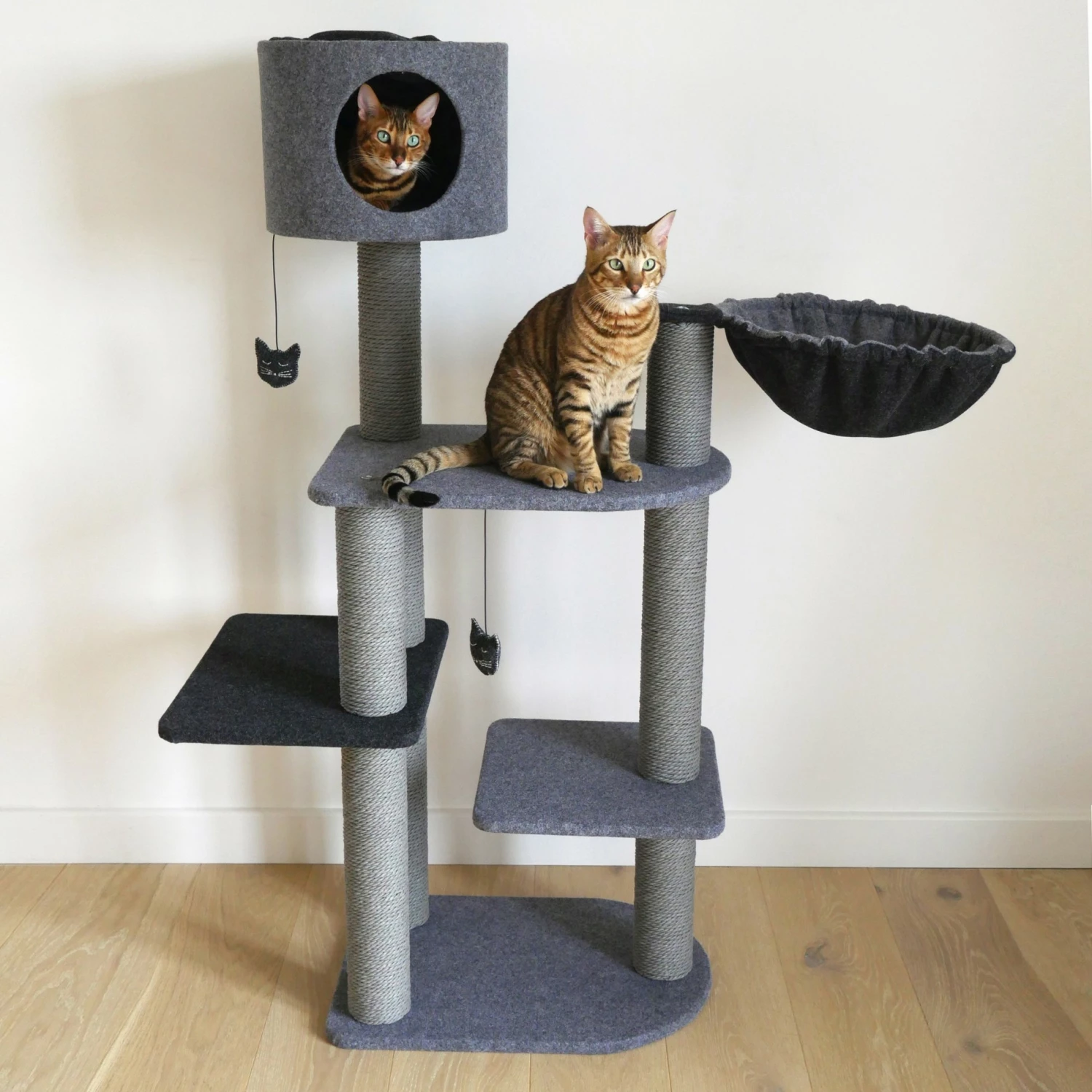 Rosewood Arbre à Chat Charcoal Felt Cat 3Tower 1 Rosewood Arbre à Chat Charcoal Felt Cat 3Tower
