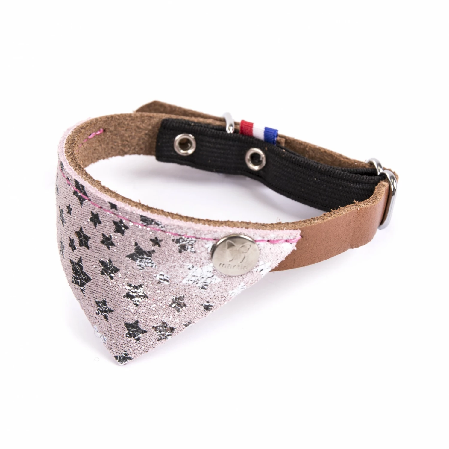 MARTIN SELLIER Collier En Cuir Miami Cat – Marron Cognac & Rose 1 MARTIN SELLIER Collier En Cuir Miami Cat – Marron Cognac & Rose