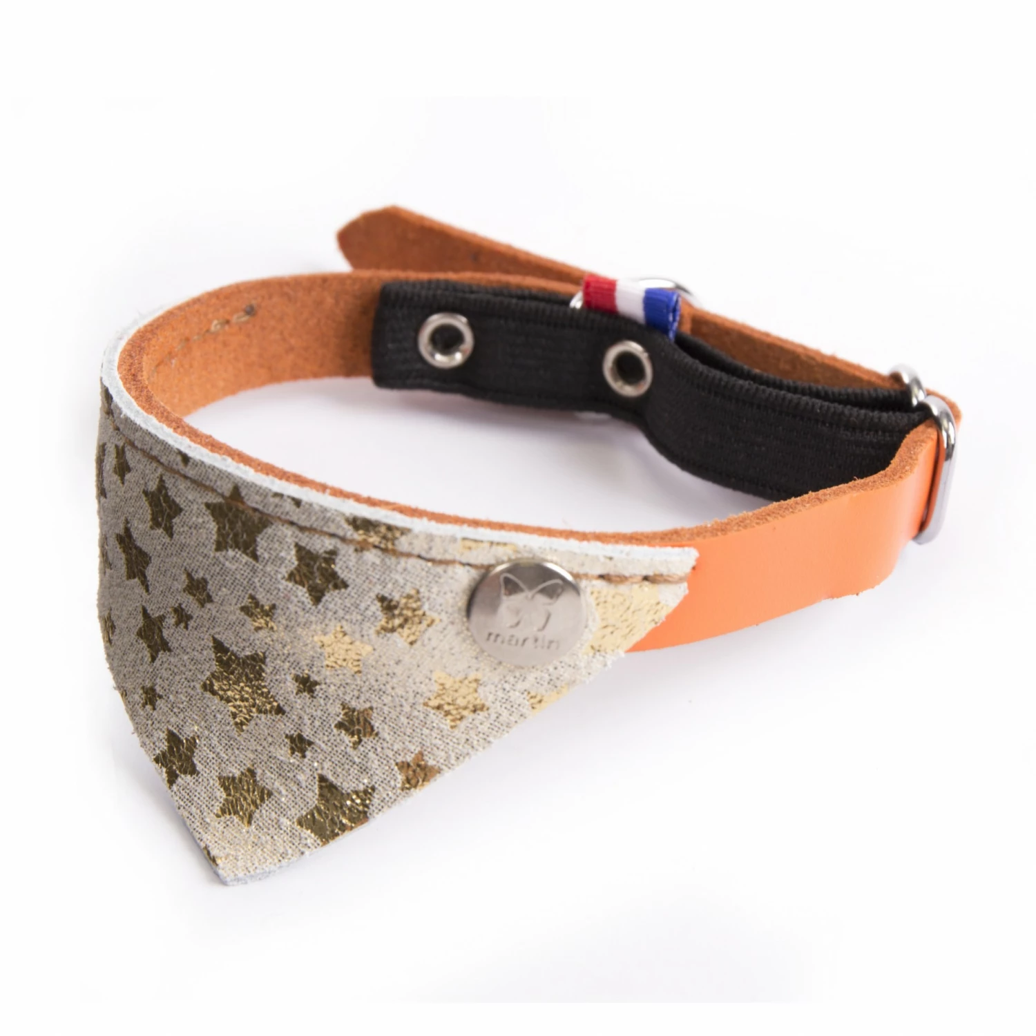 MARTIN SELLIER Collier En Cuir Miami Cat – Orange & Doré 1 MARTIN SELLIER Collier En Cuir Miami Cat – Orange & Doré