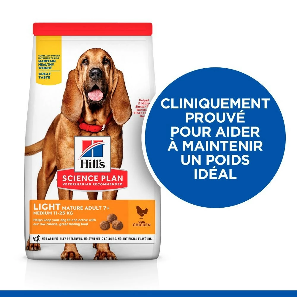 HILL'S Science Plan Light Medium Mature Adult 7+ Au Poulet - Croquettes Pour Chien 2 HILL'S Science Plan Light Medium Mature Adult 7+ Au Poulet - Croquettes Pour Chien – Image 2