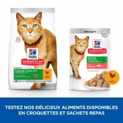 HILL'S Science Plan Senior Vitality Mature Adult 7+ Au Poulet - Croquettes Pour Chat -Promos Wanimo Boutique hill s science plan senior vitality mature adult au poulet croquettes pour chat 1 3