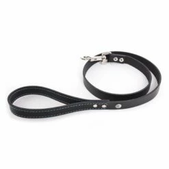 MARTIN SELLIER Laisse En Cuir Flash – Noir & Bleu Turquoise