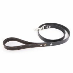 MARTIN SELLIER Laisse En Cuir Flash – Noir & Orange