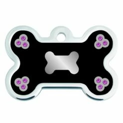 Médaille Grand Os Noir Diamant Rose