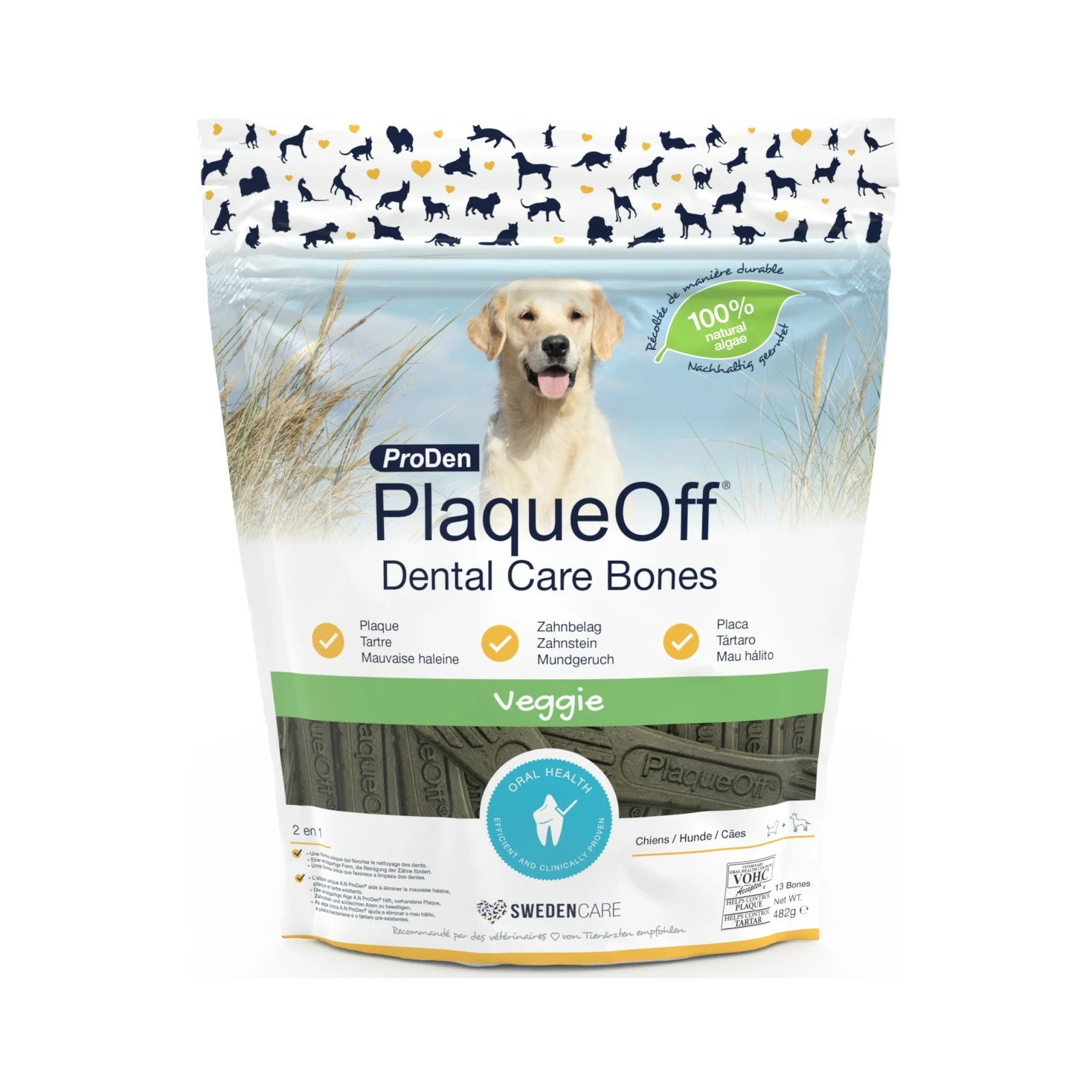 PlaqueOff Chien - Dental Care Bones - Veggie 1 PlaqueOff Chien - Dental Care Bones - Veggie