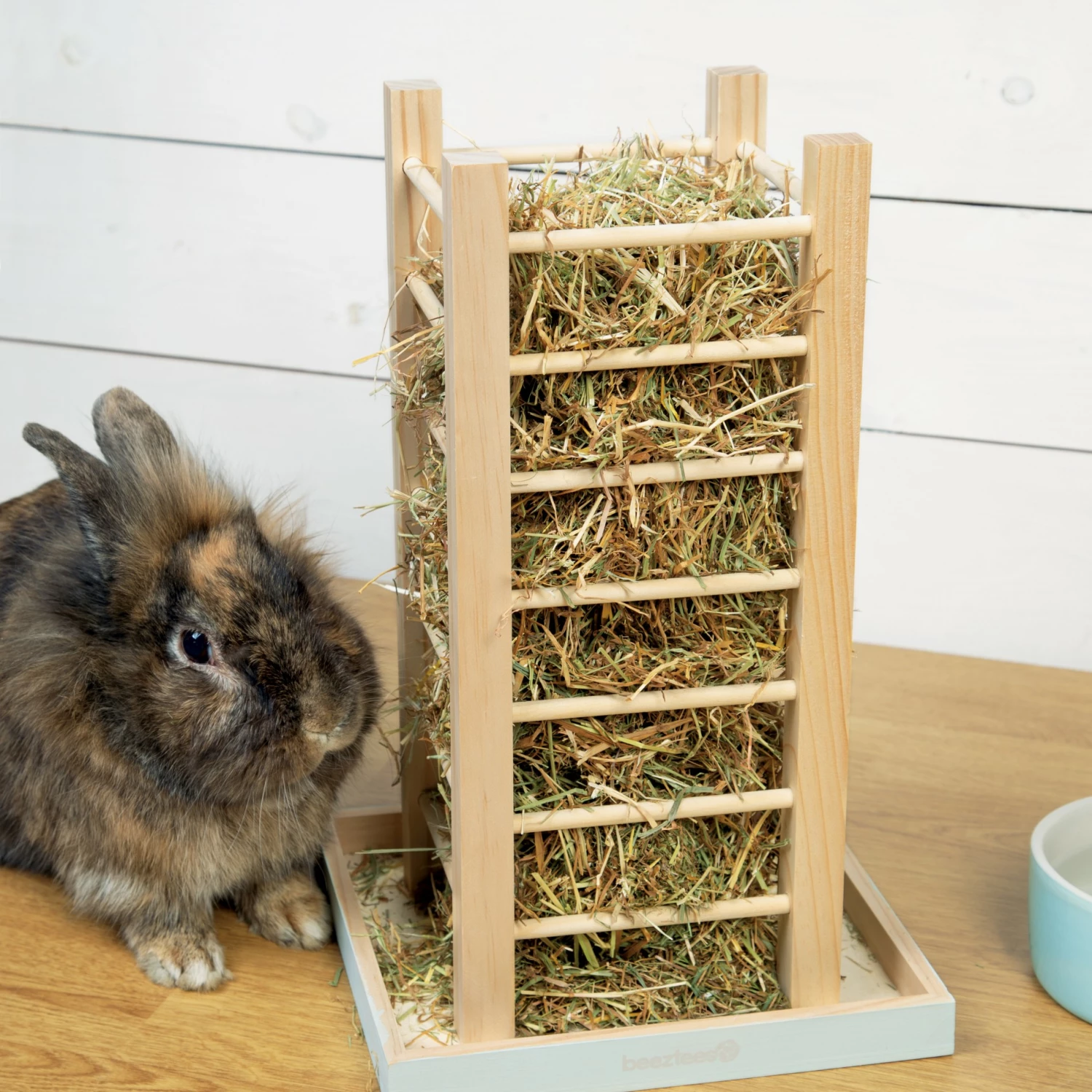 Beeztees Tour Râtelier Denga – Beige & Bleu 2 Beeztees Tour Râtelier Denga – Beige & Bleu – Image 2